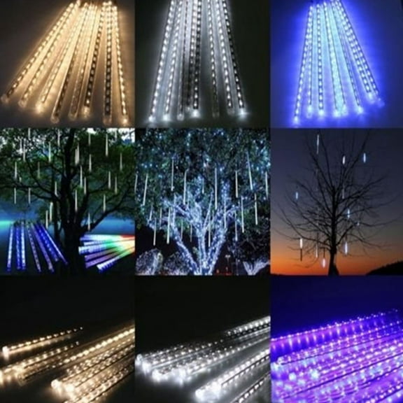 Worgeous 12 Inches 8 Tubes Meteor Shower Rain Lights Waterproof Xmas Decoration Falling String Lights for Wedding Party Christmas with US Plug (Green Light)