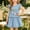 Light Blue, variant on FSYBOA Girls Denim Dresses Size 4T, Fashion Flutter Sleeve Knee Length Summer Kids Jean Dresses Dark Blue