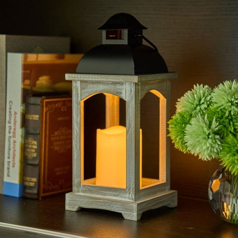 14 Inch Wood Metal Lantern Decorative Hanging Candle Lanterns