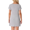 thumbnail image 3 of INSPIRE CHIC Women's Ribbed Knit Nightgown Sleepshirt Short Sleeve Sleepwear Casual Crew Neck Nightshirt M Gray, 3 of 6