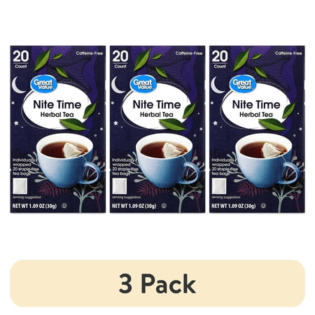 (3 pack) Great Value Nite Time Herbal Tea, 1.09 oz, 20 Count
