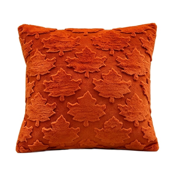 SLYNSHome Fall Throw Pillow with Insert,Orange Embossed Maple Leaf 45x45 cm Soft Plush Cushion, Autumn Decorative Pillow for Sofa Couch Living Room Thanksgiving Home Decor