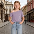 thumbnail image 7 of OGLCCG Girls Off The Shoulder Tops Asymmetrical Short Sleeve Summer Tee Shirts Casual Soft Cold Shoulder Blouse 5-14 Years, 7 of 7