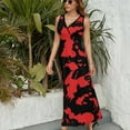 thumbnail image 6 of Red And Black Paint Splatter Womens Night Club Maxi Dress V Neck Sleeveless Bohemia Long Dresses, 6 of 9
