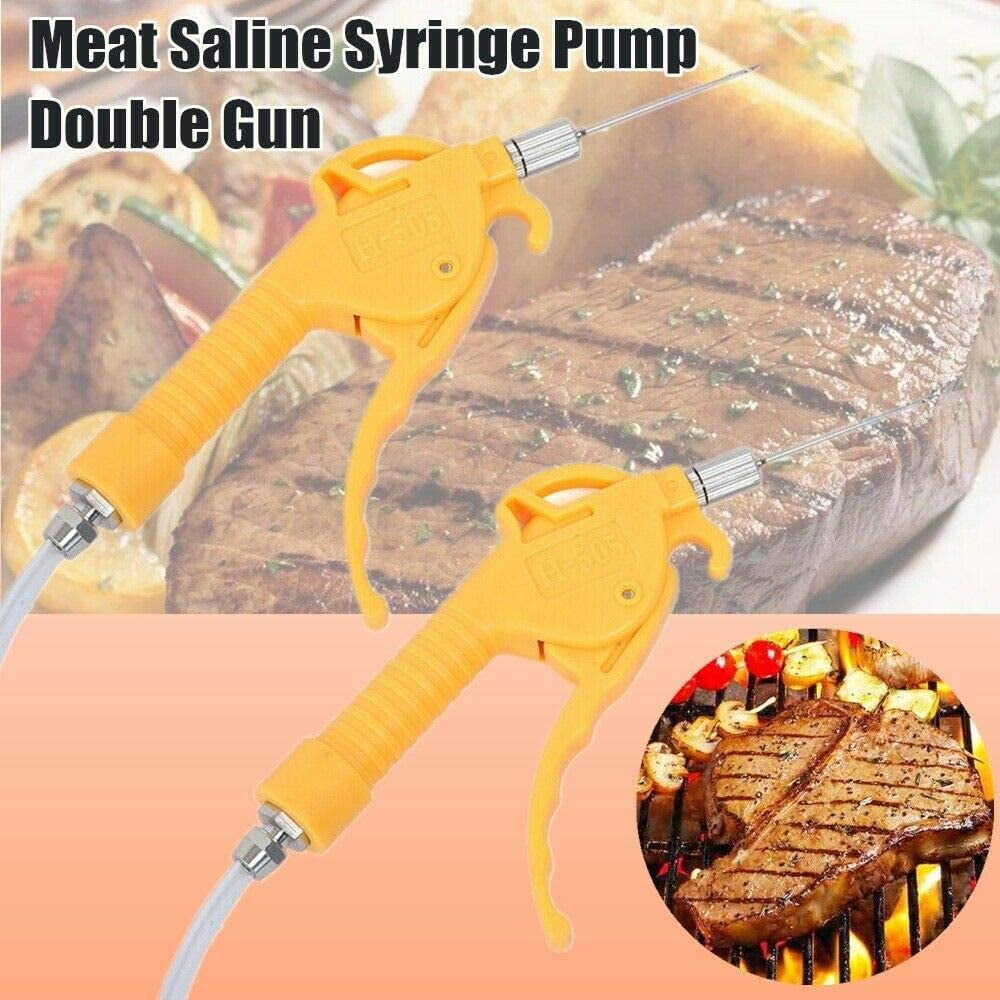 Fetcoi, Electric Meat Saline Syringe Pump Meat Injector Pump Meat Marinated Processor(Double Gun)