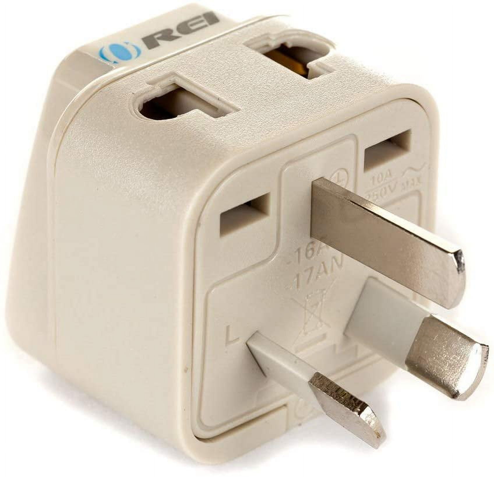 OREI Grounded Universal 2 in 1 Plug Adapter Type I for Australia, China, New Zealand and more - CE Certified - RoHS Compliant WP-I-GN