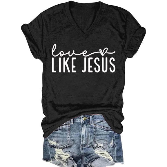 VerPetridure Shirt for Women Like Jesus Print Shirt Christian Minimalist Faith-Based Tees Christian Tops Cute Tees with Sayin