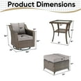 thumbnail image 2 of OPOHORO 5 Pieces Patio Furniture Set, Brown Wicker Rattan Outdoor Conversation Set with Patio Swivel Chair Ottoman and Side Table, Bistro Furniture Set for Porch Balcony Garden in Gray, 2 of 9