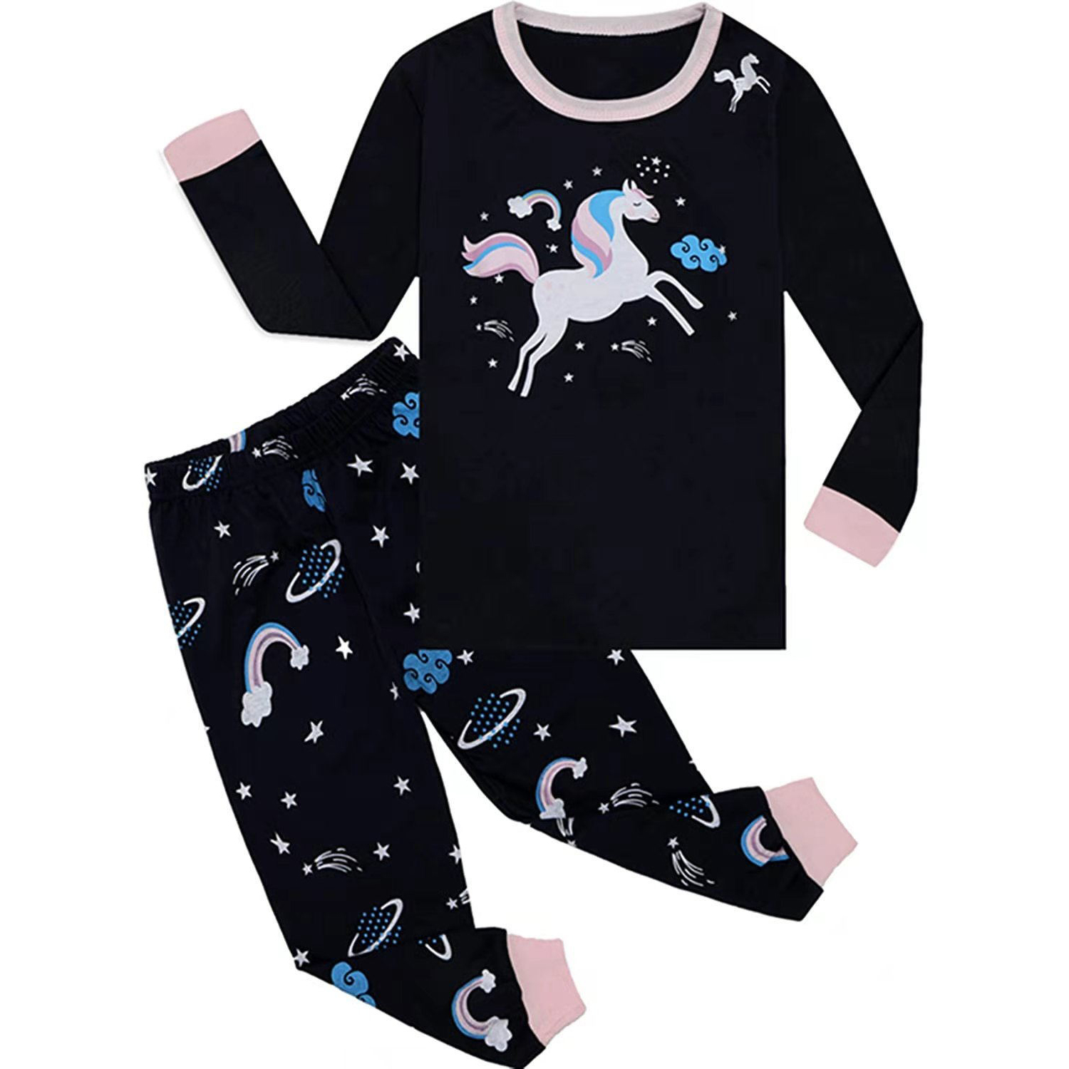 PHYNIER Little and Big Girls 2 Piece 100 Cotton Unicorn Pajamas Sets Kids Pjs 3t