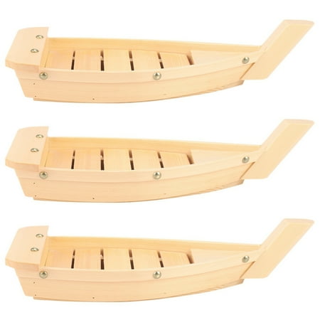 

3Pcs 42X17X7.5cm Japanese Cuisine Sushi Boats Sushi Tools Wood Handmade Simple Sashimi Cold Dishes Tableware Bar
