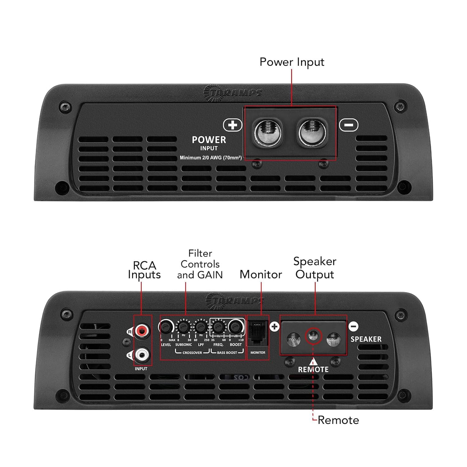 Taramps BASS 5K 1 Ohm 1 Channel 5000 Watts RMS MAX, Full Range Car Audio, Monoblock, LED Monitor Indicator, Class D Car  Amplifier
