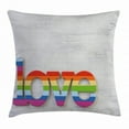thumbnail image 1 of Pride Decorations Throw Pillow Cushion Cover, Rainbow Colored Love Sign on Wood LGBT Homosexuality Community Culture, Decorative Square Accent Pillow Case, 18 X 18 Inches, Multicolor, by Ambesonne, 1 of 2