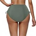 thumbnail image 4 of Staron High Waisted Swimsuit Bottoms for Women Drawstring Pleated Triangle Bikini Panties Beach Vacation Pool Party, Army Green XL, 4 of 4