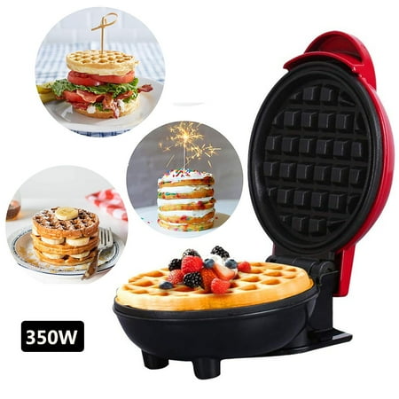 

2 Pack Waffle Maker Machine for Individual Servings Paninis Hash browns & other on the go Breakfast Lunch or Snacks Mini Waffle Maker Red & Black