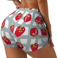 thumbnail image 3 of Athletic Shorts for Women, Sweet Red Fruit Seam Womens Shorts High Waisted Sport Running Workout Gym, 3 of 8