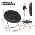 thumbnail image 2 of MoNiBloom Saucer Chair with Ottoman Set of 2, Oversized Faux Fur Folding Chair and Footrest, Comfy Lounge Chair for Bedroom Living Room Dorm, Black, 2 of 10