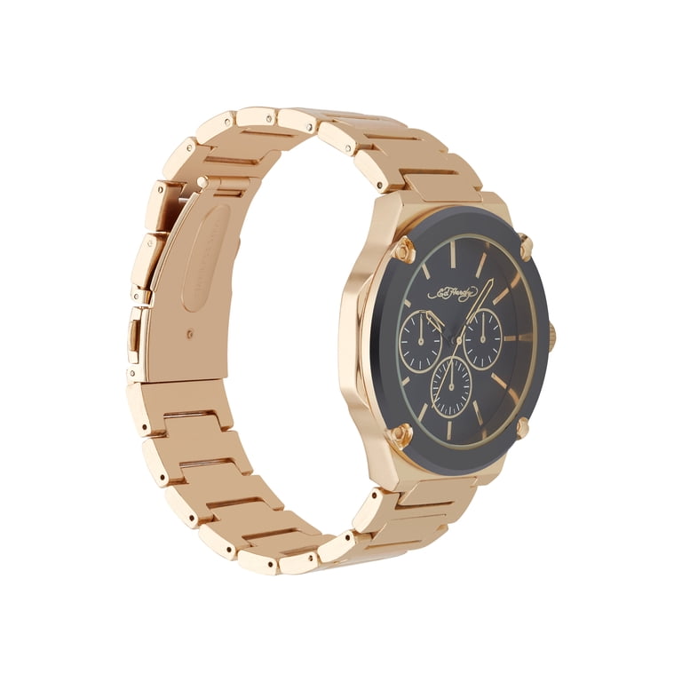 Ed Hardy Singles Quartz Men's Brushed Gold Metal Strap 46mm Analog