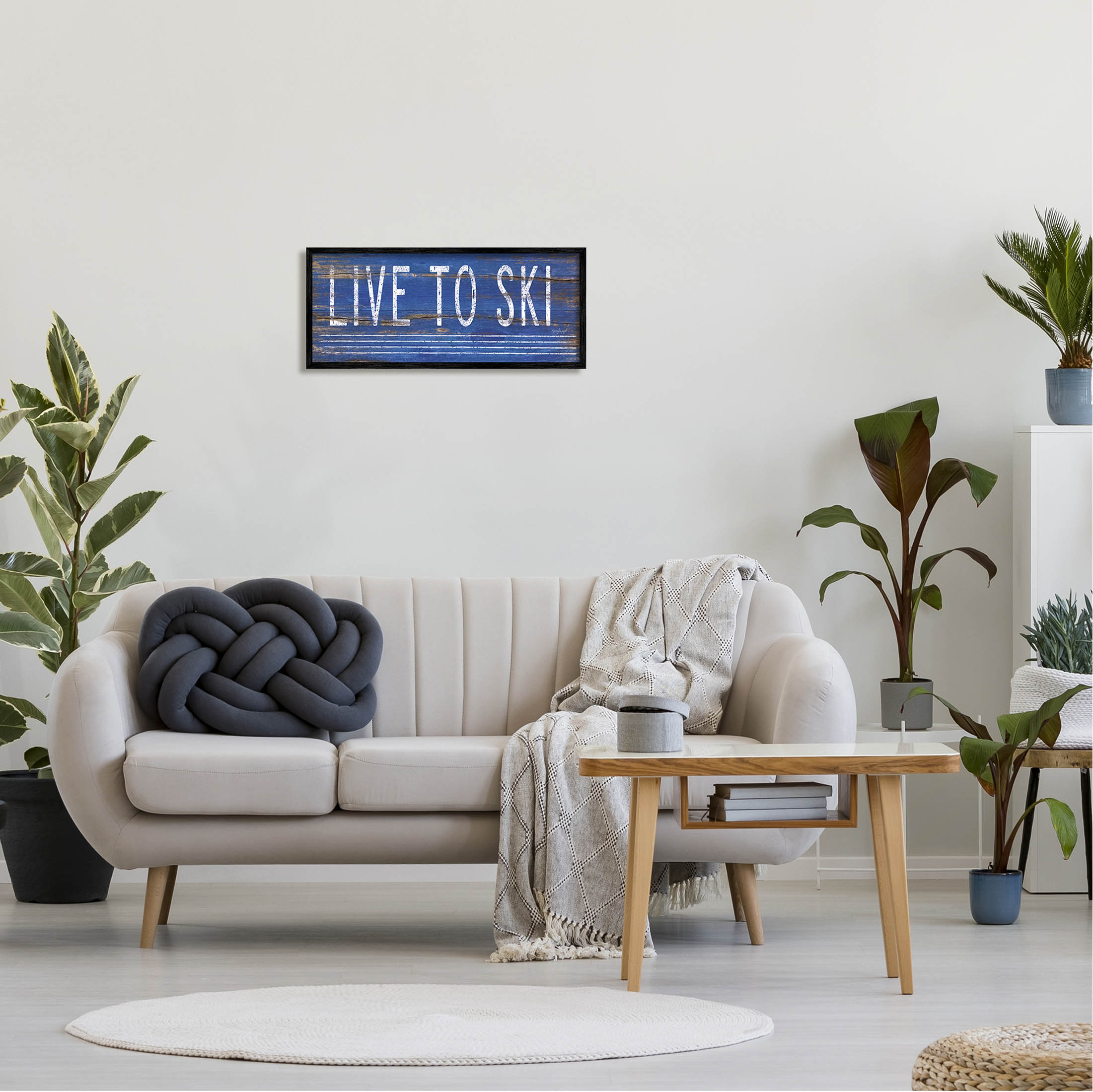Stupell Industries Live To Ski Rustic Phrase Graphic Art Black Framed Art Print Wall Art, Design by Jennifer Pugh