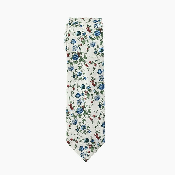 French Blue Floral Men's Skinny Necktie