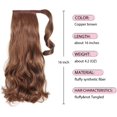 thumbnail image 3 of Extensions de Cheveux de Queue de Cheval Blonde, Extension de Queue de Cheval d'Ampm 18 "Longue Enveloppe Ondulée Autour de la Queue de Cheval Résistant à la Chaleur Postiche Synthétique pour les Femmes Brun Foncé, 3 of 8