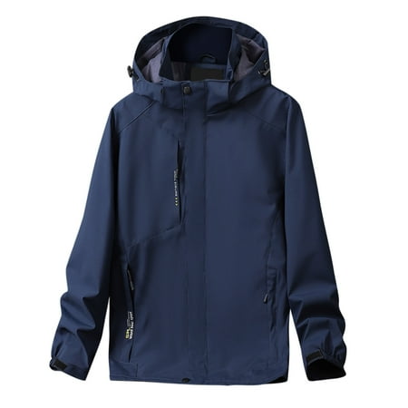 

Mens Autumn Casual Solid Hooded Waterproof Breathable Flight Suit Jacket Coat Top Insulated Reflective Coat And Bibs