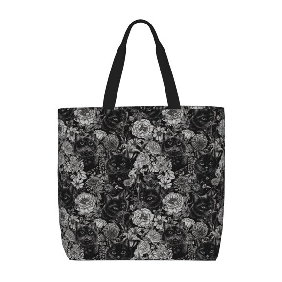 Honeii Rose Flowers Print Tote Bag, Reusable Grocery Shopping Bag,Shoulder Bag with Inner Pocket