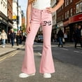 thumbnail image 2 of Landzoo Girls Flared Pants Bowknot Graphic Slim Fit High Waisted Fall Casual Kid Girls Trousers, 2 of 4