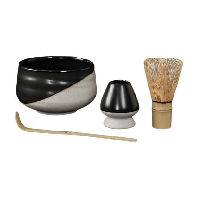 yuksok 4 Packs Matcha Set Tea Ceremony Matcha Scoops Tea Art Utensils Tea Spoon Ceramic black