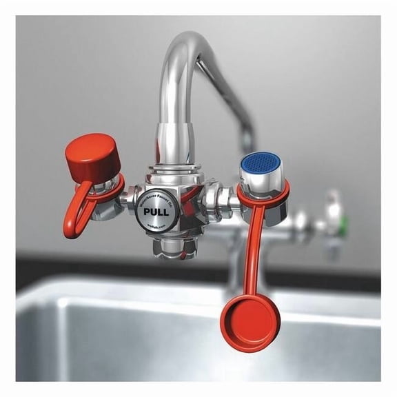 Watersaver Plumbed Eyewash, Faucet Mount, Plumbed, 1 1/2 in H., 4 1/4 in W EW100