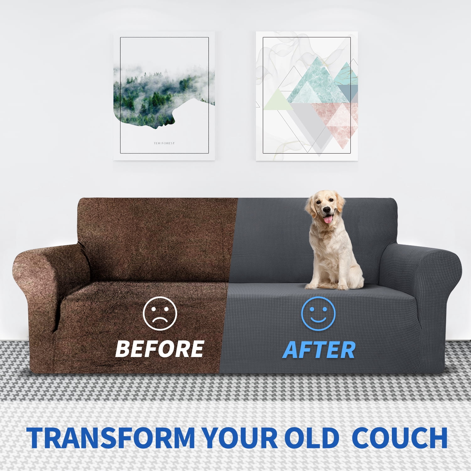 JIATER 1-Piece Sofa Cover Stretch Couch Cover Washable Sofa Slipcover Furniture Protector for Loveseat Sofa,Dark Gray