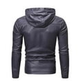 thumbnail image 3 of HAPIMO Men's Flight Large Size Leather Jacket Clip Cotton Jacket With Long Zipper Cuffs Hooded Jacket Fashion Casual Long Sleeve Work Outwear Fall Winter Holiday Gray L, 3 of 5