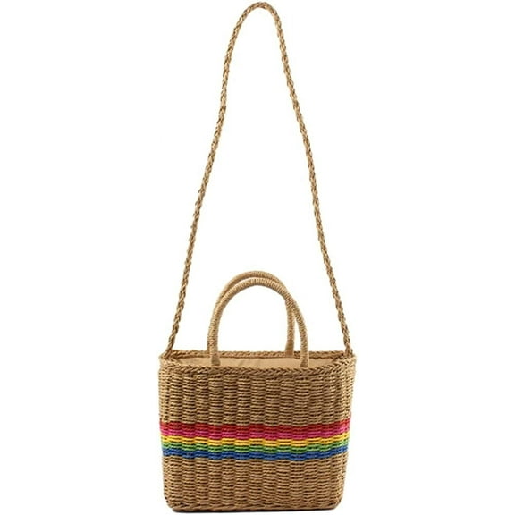 CoCopeaunts Straw Bag Summer Large Beach Bag Handmade Woven Handbag Crossbody Bag Basket for Travel Vacation Picnic