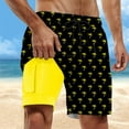 thumbnail image 2 of Mens Swim Trunks 9 Inch Stretchy Quick Dry Expandable Waist Stretch Board Shorts Men's Gradient Comfy Liner Compression Casual Shorts,Yellow,L, 2 of 4