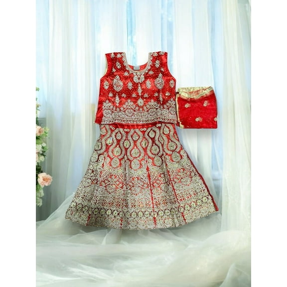 Traditional Girls Lehenga Choli Set, Cultural Wear for Kids,08