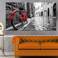 thumbnail image 1 of Design Art Retro Vintage Red Bike Cityscape Photo Canvas Art Print, 1 of 3