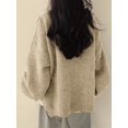 thumbnail image 2 of Cozy Women Crew Neck Pullover Sweater Relaxed Fit Dramatic Drop Shoulder & Split, 2 of 10