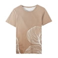 thumbnail image 4 of Jewelreauty Womens Summer Tops Casual Short Sleeve Crewneck Graphic T-Shirts Loose Tunic Tee Blouses 2025 (2XL, Khaki), 4 of 7
