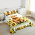 thumbnail image 3 of jejeloiu Cute Highland Cow Twin Comforter Sets,Yellow Sunflower Blossom Bedding Set For Girls Teens Reversible 2pcs, 3 of 8