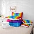 thumbnail image 5 of Rainbow Full Comforter Set - 7 Pieces Bed in a Bag Set,Multicolor Striped Bedding Sets Full with Colorful Triangle Geometry Quilted Comforter,Flat Sheet,Fitted Sheet,Pillowcases, 5 of 5