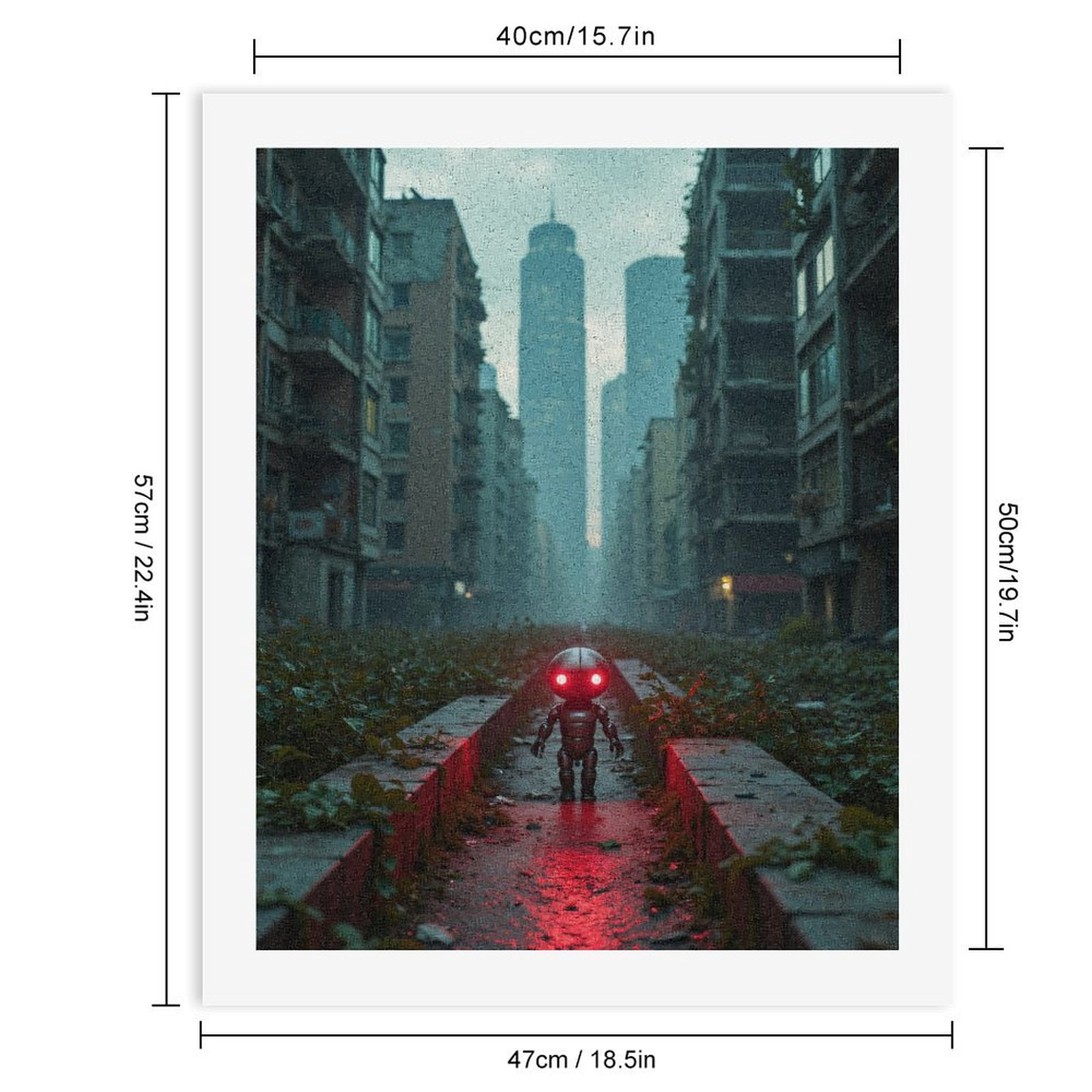 Paint By Numbers Kit for Adults Beginner - DIY Robot Cityscape Red Glow Mood Canvas Painting Kits for Adults, Frameless Paint By Number for Adults for Home Wall Decor 16x20 Inch