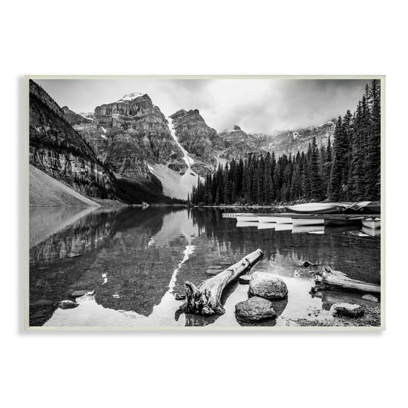 Stupell Industries Shallow Waters Mountain Range Landscape Docked Boats, 19 x 13, Design by Daniel Sproul