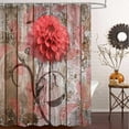 thumbnail image 5 of Farmhouse Flower Floral Shower Curtain, Rustic Red Dahlia Shower Curtain Set, Country Red Wild Garden Plant Waterproof Fabric Shower Curtain with Hooks, Surreal Bathroom Curtain, 69x84inch\u2026, 5 of 6
