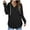 Black, variant on Plebaso Women's V Neck Hoodies Long Sleeve Casual Lightweight Pullover Drawstring Womens Sweatshirts