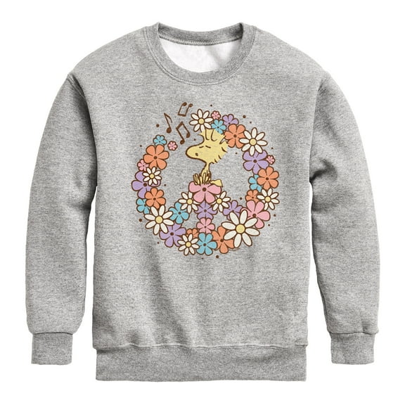 Peanuts - Floral Peace Sign - Woodstock - Toddler & Youth Crewneck Fleece Sweatshirt