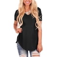 thumbnail image 1 of Guardurnaity Camiseta de mujer con cuello en V Blusa casual Color sólido con cuello en V Top de manga corta Prendas para la parte del cuerpo Negro S Guardurnaity AP003157-01, 1 of 6