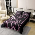 thumbnail image 3 of 100% Organic Cotton Basketball Court Print Bedding Set ,Ball Sports Games Themed Comforter Cover Full Size, Basketball And Hoop Duvet Cover Reversible With 2 Pillowcases, 3 of 6