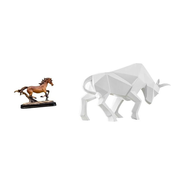 Figura de caballo en miniatura, escultura de resina, adorno, estatua de animal, estatua de toro, decoración artística de escritorio, ideal para sala d