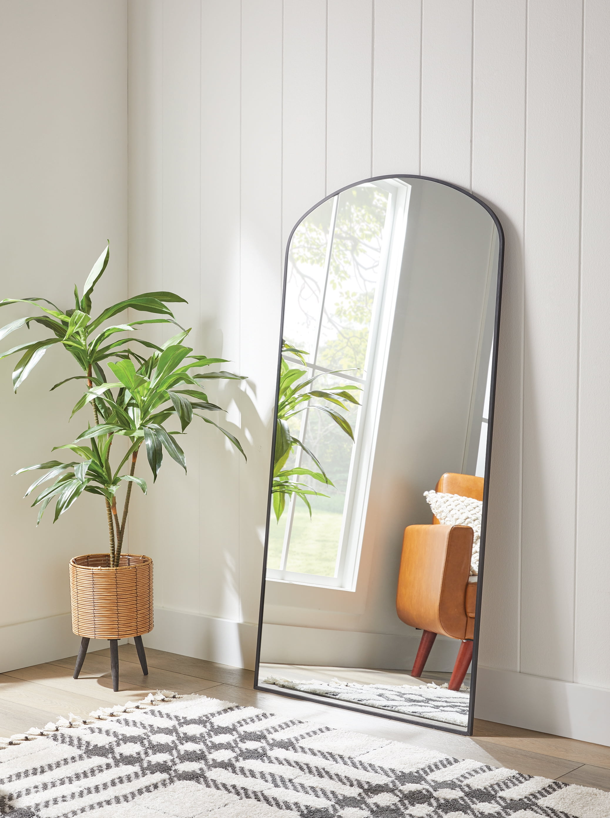 Better Homes & Gardens 30x60 Black Arched Large Full-Length Floor Mirror for Bedroom or Entryway