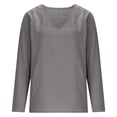thumbnail image 5 of YMNXA Womens T Shirt Long Sleeve V Neck Solid Color Elegant Fashion Comfortable Basic Top Shirt For Daily Wear,Grey,S, 5 of 6