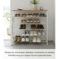 thumbnail image 6 of Yamazaki Home Rolling Five-Tier Shoe Rack, White, Steel + Wood, Wheels, 6 of 7